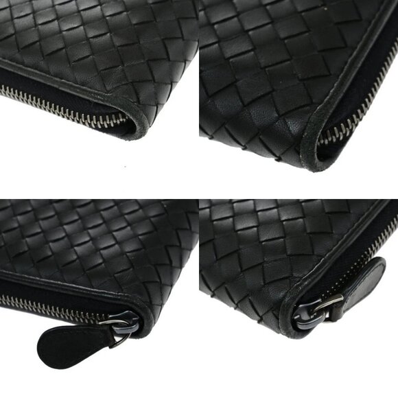BOTTEGA VENETA Intrecciato Zipper Around Long Wallet Leather Black Italy 67EE081 - Picture 11 of 12